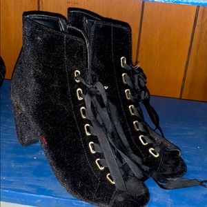 Black open toe boots